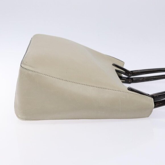 PRADA Tote Bag Leather Gray Auth - Picture 4 of 16